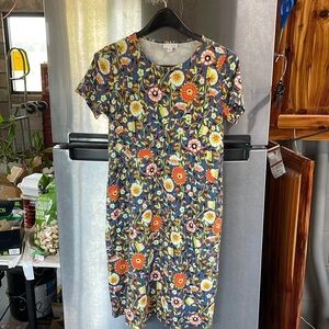 J. Jill Multi-Color Floral Short Sleeve with‎ pockets A-Line Dress women’s XS